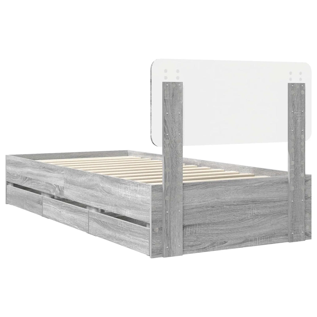 Struttura del letto con cassetto Sonoma grigia 90 x 200 cm 3412225