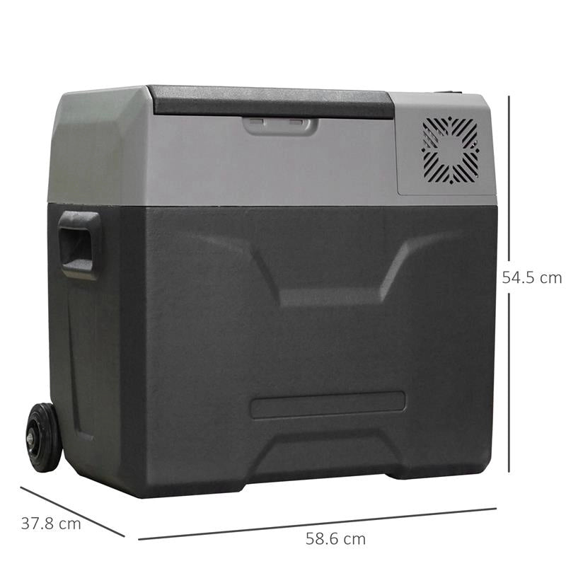 FRIGO PER AUTO DA 50L CON PANNELLO TOUCH MANIGLIA E 2 RUOTE IN ALLUMINIO E PLASTICA 58.6X37.8X54.5 CM GRIGIO