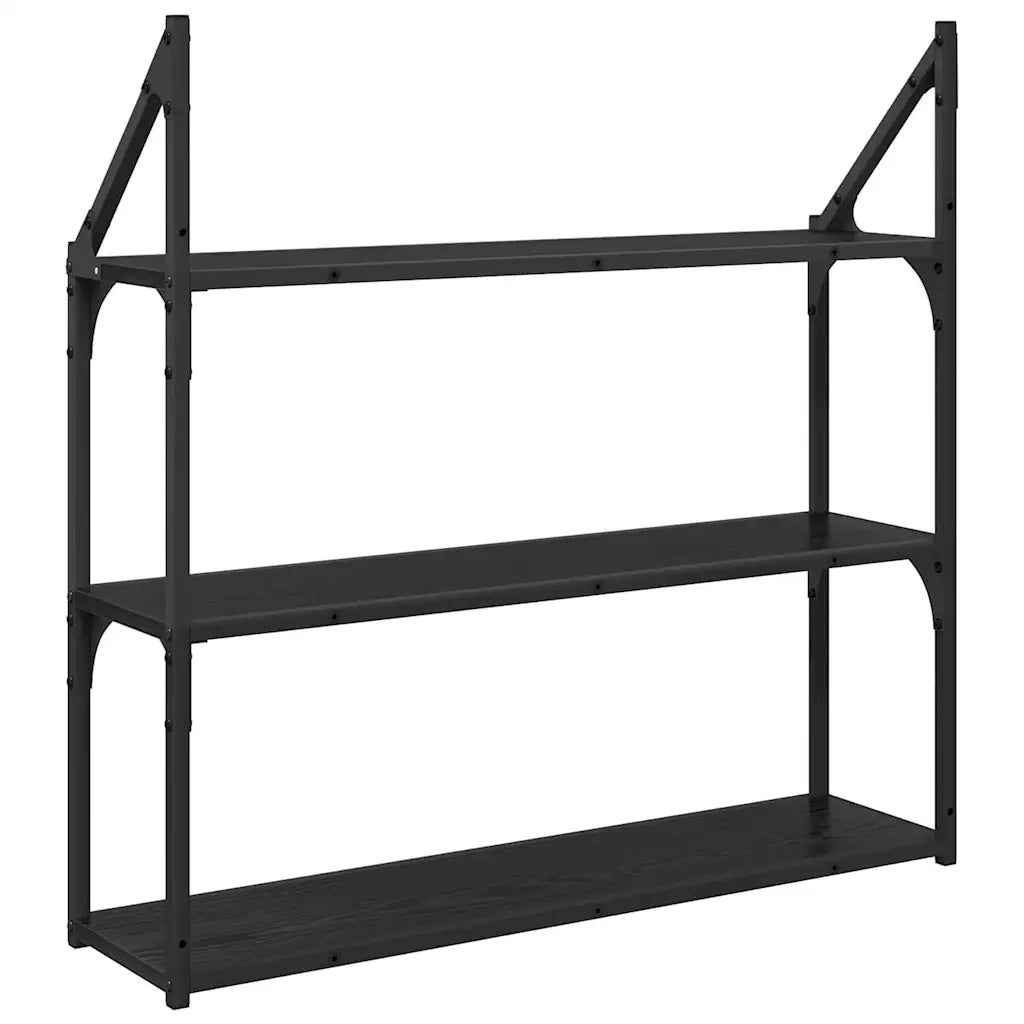 Scaffale da parete Rovere Nero 80 x 21 x 78,5 cm 882795