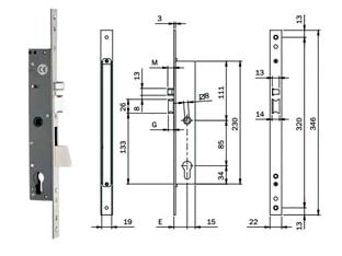 ELETTROSERRATURA INFILARE MONTANTI CON CATEN. QUADRO E SCROCCO 78180  mm.25 (781802252)    ISEO
