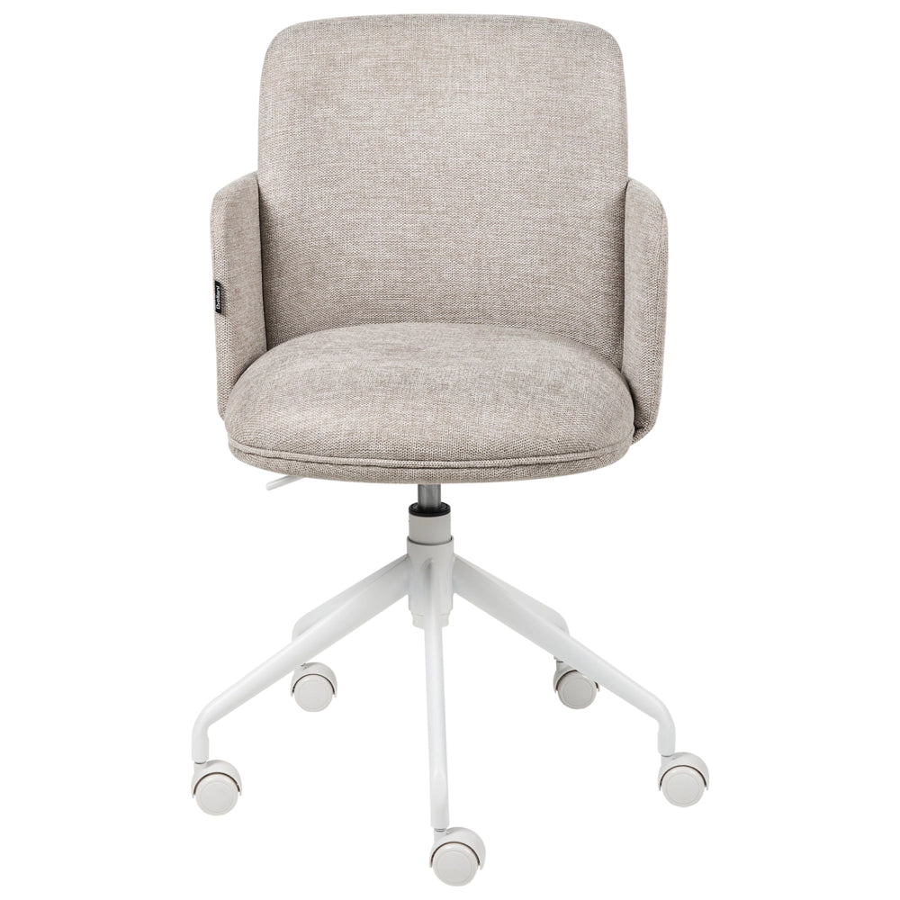 Sedia da ufficio imbottita in tessuto beige girevole regolazione altezza sedile elegante