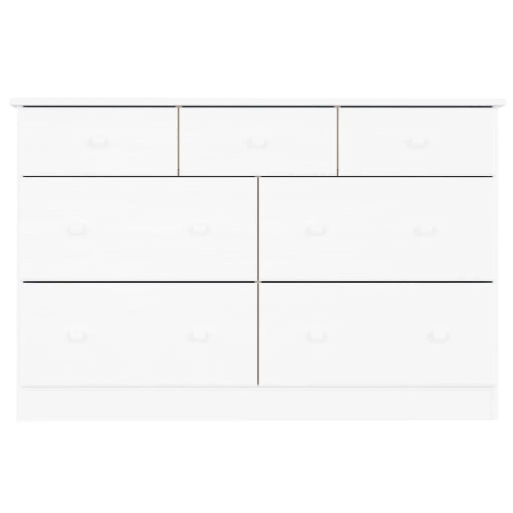 Cassettiera ALTA Bianca 112x35x73 cm in Legno Massello di Pino 353920