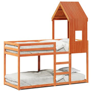 Letto singolo | Letto per adulti | Letto a Castello con Tetto Cera 90x200 cm Legno Massello Pino
