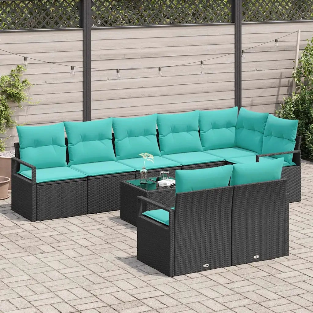 Set di divani 9 pcs Nero polyrattan 3346446