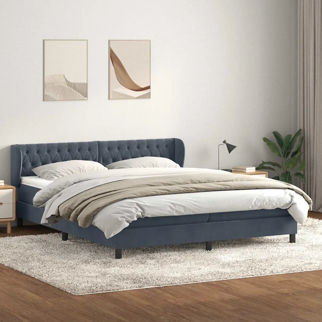 Giroletto a Molle con Materassi Grigio Scuro 180x210 cm Velluto 3317788
