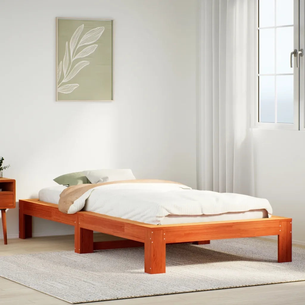Letto senza Materasso-Struttura Letto Marrone Cera 90x190 cm in Legno di Pino 439899