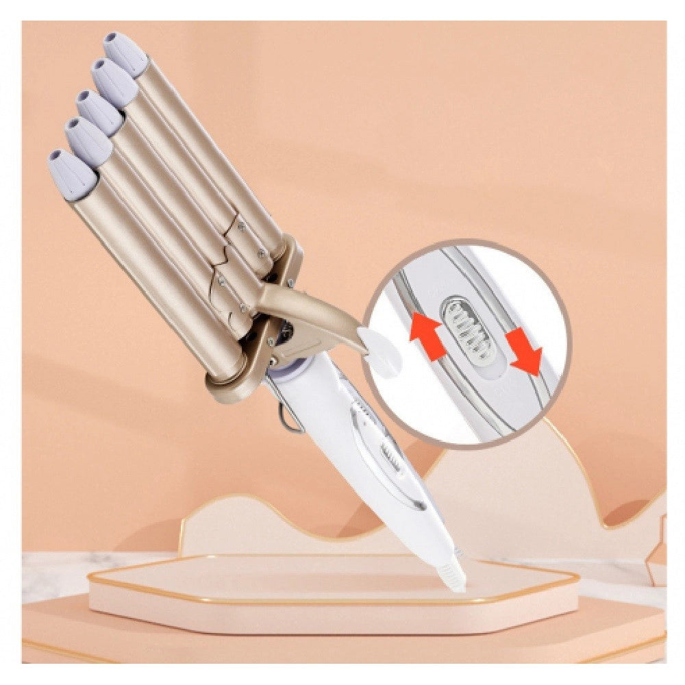 Trade Shop - Piastra Arricciacapelli Ondulati Mossi 5 Tubi Professionale Diametro 30mm Q-m28 -