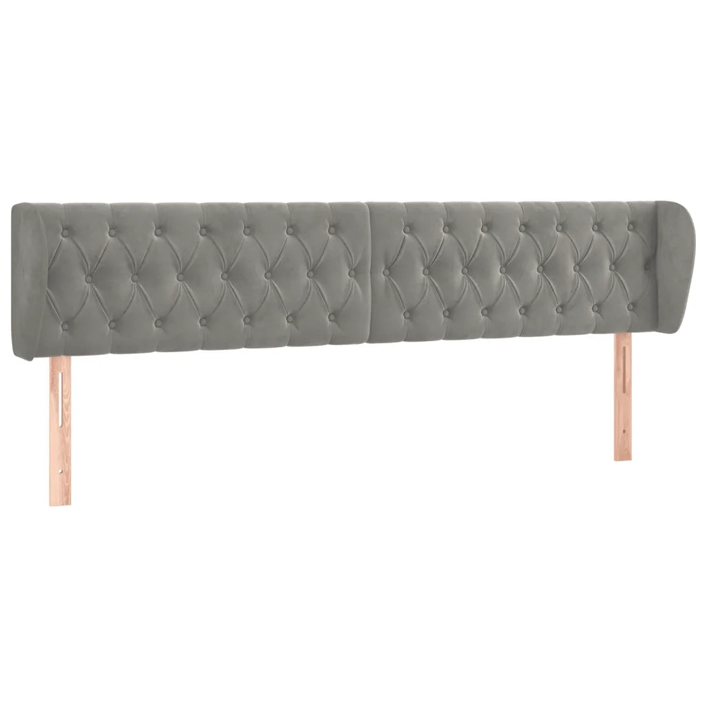 Testiera ad Orecchio-Testata con Orecchie Grigio Chiaro 183x23x78/88 cm in Velluto 503276