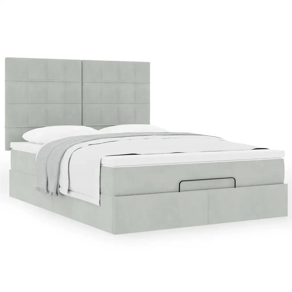 Struttura Letto Pouf con Materassi 140x200 cm in Velluto 3313475