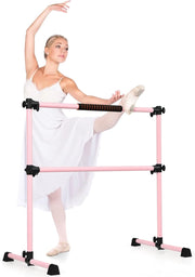 Sbarra da Balletto Doppia in Metallo, Portatile e Regolabile in Altezza con Cuscinetti Antiscivolo e Base Girevole, Ideale per Allenamento Stretch, Carico Massimo 50 kg