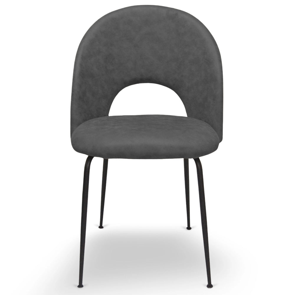 Sedia da sala pranzo Paola microfibra nabuk grigio scuro con gambe metallo nero