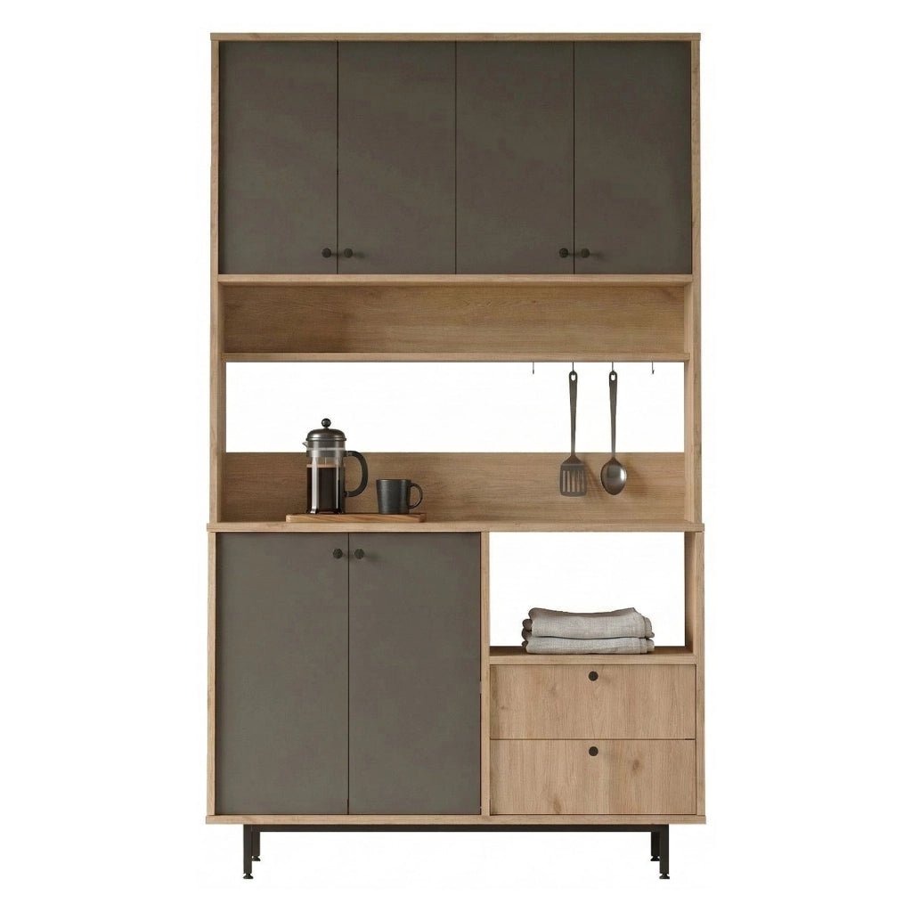 Madia Pianella, Credenza 4 Ripiani, 120x36x205h cm Nero Antracite