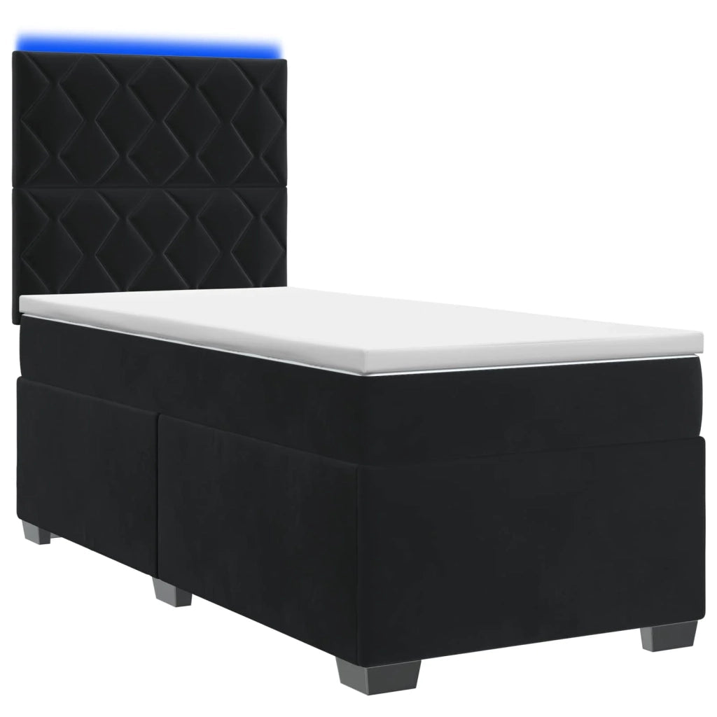 Letto box spring con materasso Nero 90 x 200 cm Velluto 3455038