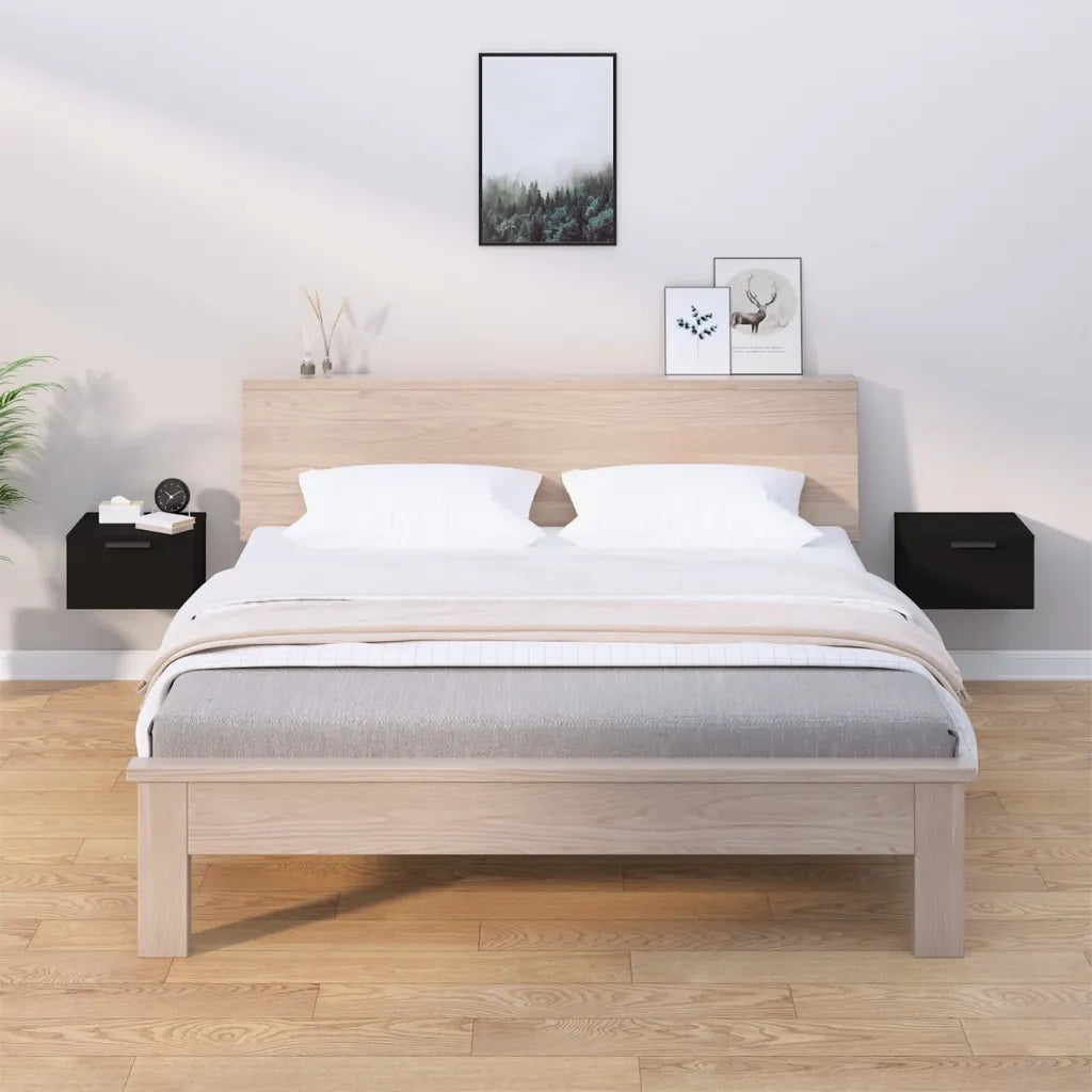 Comodini a Muro 2 pz Neri 34x30x20 cmcod mxl 73129