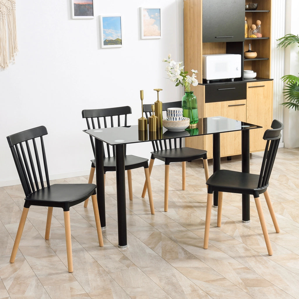 Set 4 Sedie Scandinave con Schienale Alto ¨C Xylo ¨C Polipropilene e Legno di Hevea Nero