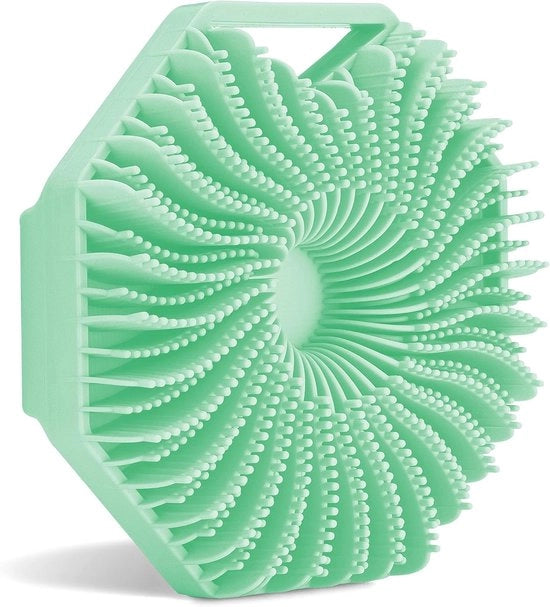 Spazzola per il corpo in silicone, spazzola da bagno, spazzola da doccia, spazzola da bagno in silicone morbida con pelo, capelli morbidi e esfoliazione delicata, ideale per donne e uomini (verde)