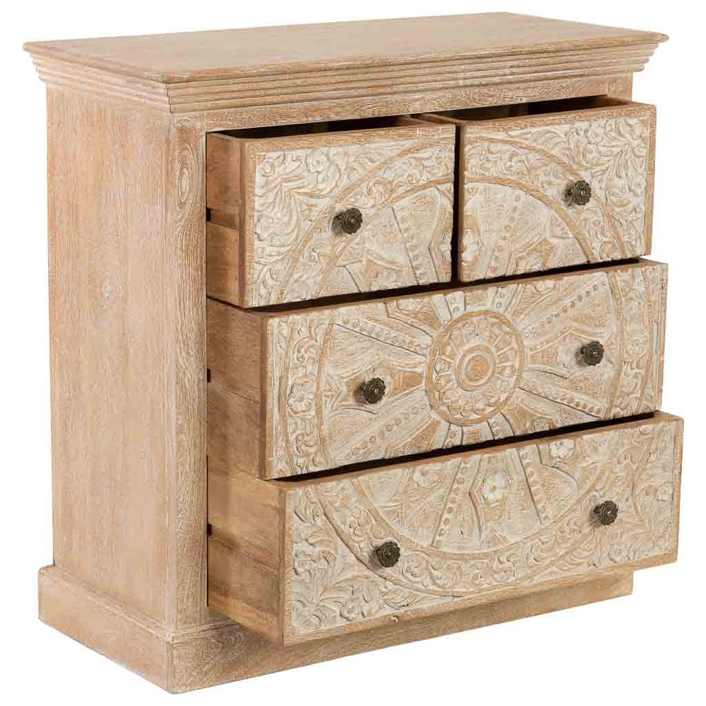 Credenza artigianale in legno a 4 cassetti 90x40x90h cm