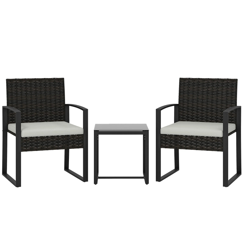 Set bistrot da esterno per 2 persone con 2 poltrone e tavolino, cuscini sfoderabili, color crema/grigio