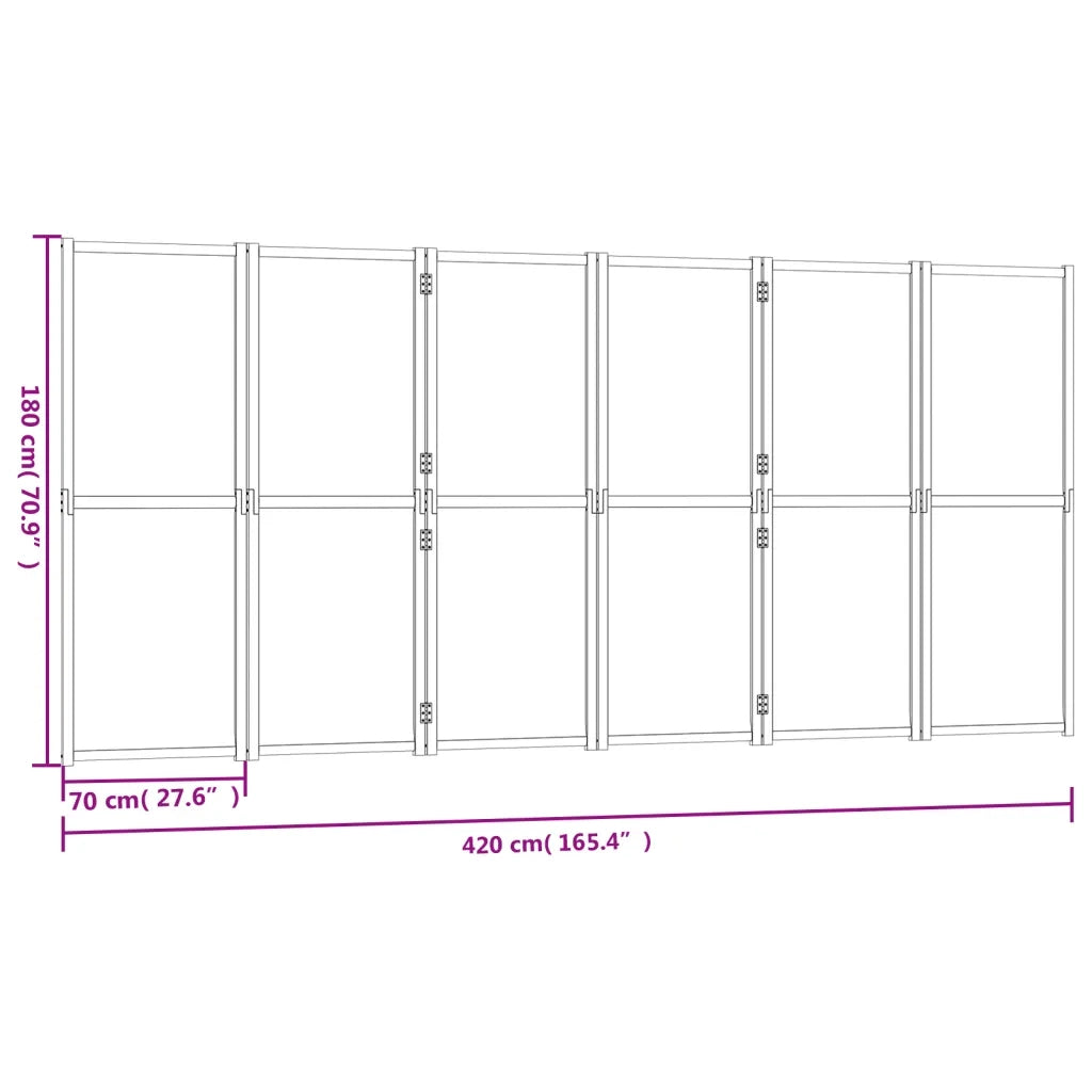 Divisorio Ambienti | Divider per stanze | Paravento a 6 Pannelli Bianco Crema 420x180 cm