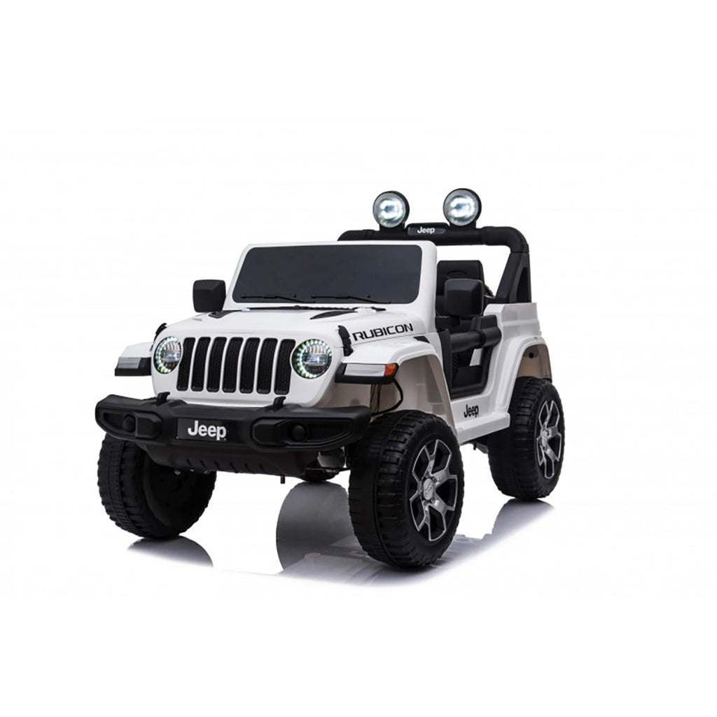 Macchina Elettrica per Bambini Fuoristrada Jeep Wrangler Rubicon 12V con Telecomando Bianco