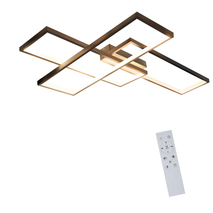 ZMH Lampada da soffitto plafoniera LED nera dimmerabile 65W telecomando moderna multifunzionale