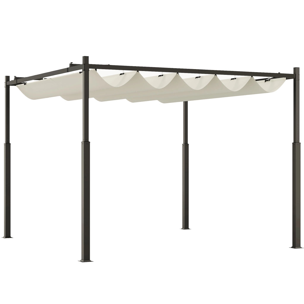 pergola circa 3x3m: gazebo da giardino tetto in metallo per patio gazebo da giardino con tetto regolabile autoportante protezione UV 30+ per patio e giardino bianco crema