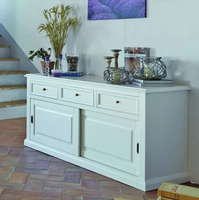 Madia credenza 2 porte scorrevoli legno bianco l.157 p.53 h.78 - Mobili 2G