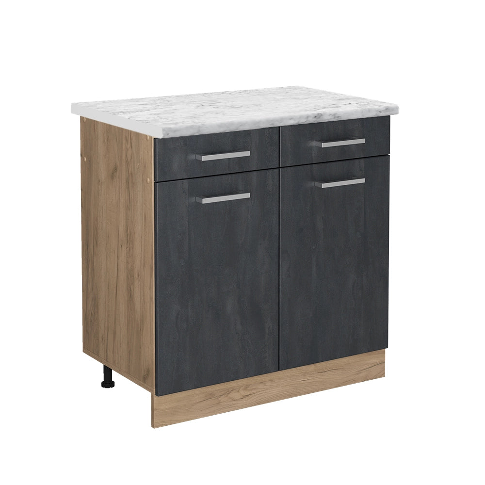 Vicco Mobiletto base per cucina Calcestruzzo nero 80 cm PL Marmo