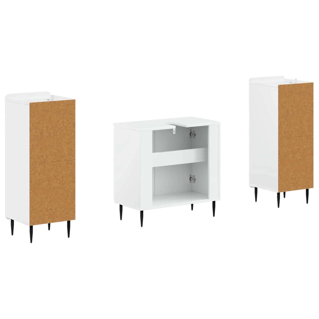 Set di Armadi da Bagno da 2 Pezzi HAARLEM Bianco Lucido 3418021