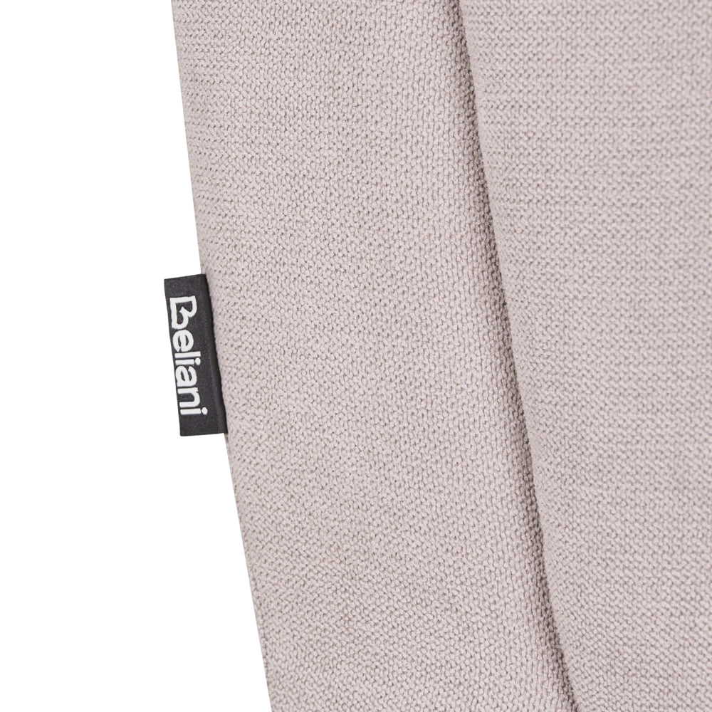 Pouf rettangolare in tessuto color tortora, stile retrò, per soggiorno, con gambe in legno