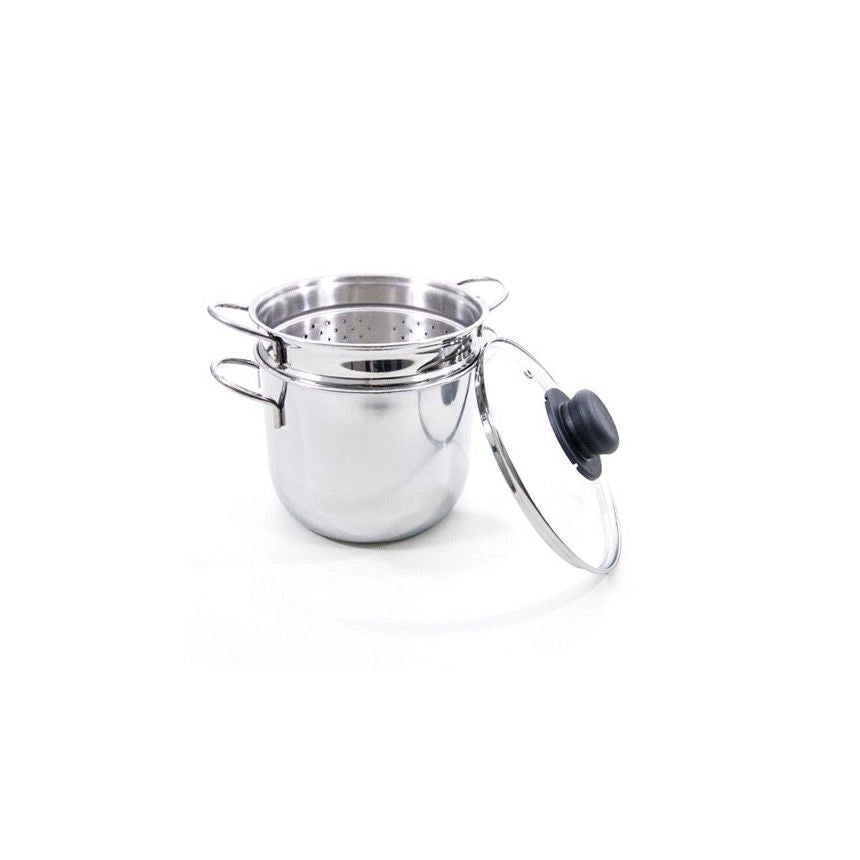 Rivadossi RIV610B18 Pentola Cuocipasta con Cestello e Coperchio in Vetro Diametro 18 cm Capacita' 3 L Adatta per Induzione colore Nero
