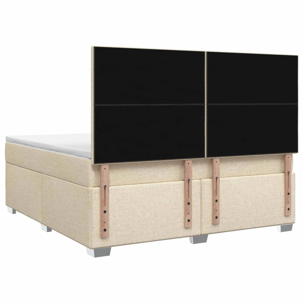 Letto box spring con materasso Crema 160 x 200 cm Tessuto 3453456