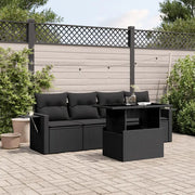 Set Divani da Giardino 5 pz con Cuscini in Polyrattan Nero