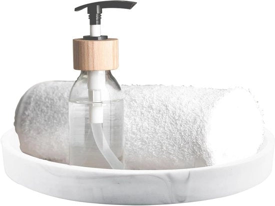 Organizzatore per bagno a forma rotonda per trucco e accessori in bianco - Design multifunzionale