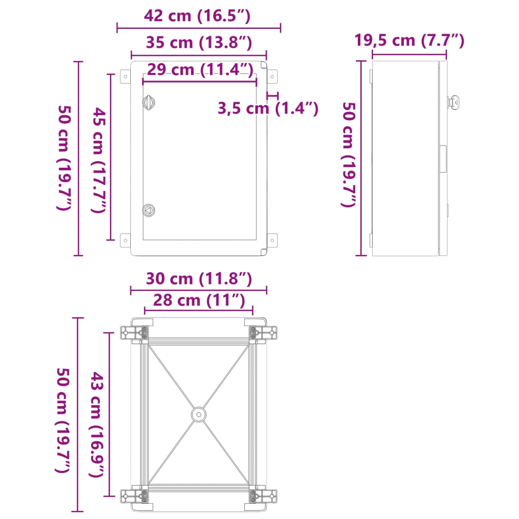 Armadio di Controllo IP65 Impermeabile Grigio 35x19,5x50 cm Plastica ABS