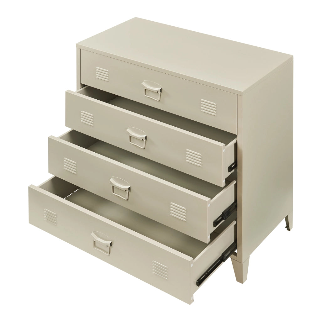 Cassettiera Hämeenlinna Comò in Acciaio con 4 Cassetti 92 x 80 x 40 cm color Cammello [en.casa]