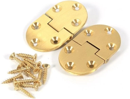 Set di supporti per tavolo a gomito - 2 pezzi - Raccordo rotondo - 6,4 x 3,8 - Inclusi viti - Per tavolo - Finitura dorata - Pieghevole