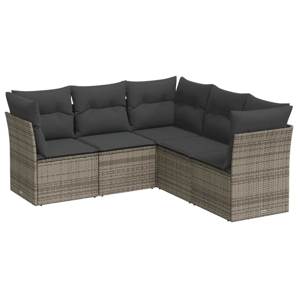 Set Divano da Giardino 5 pz con Cuscini Grigio in Polyrattan 3217620