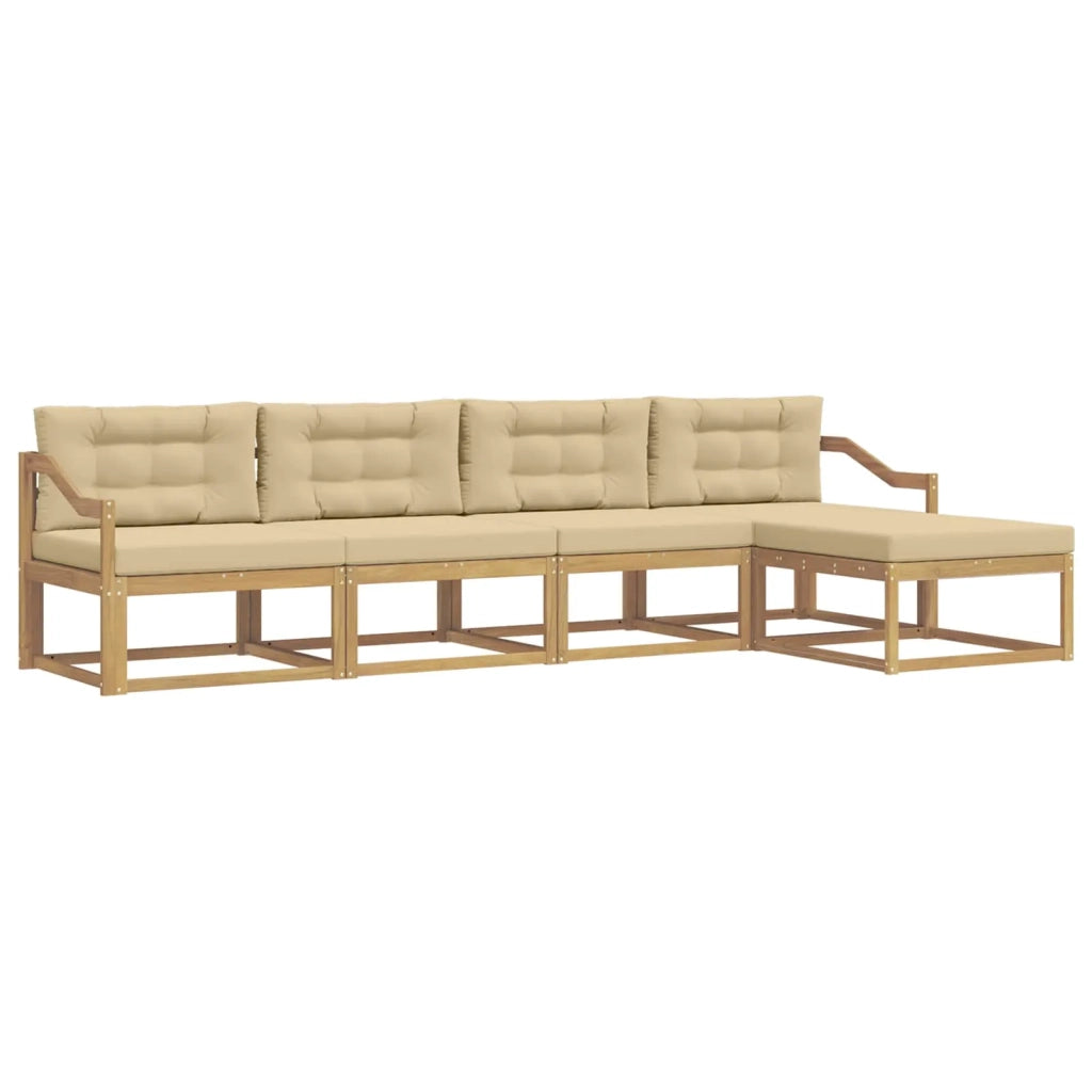 Set di divani da esterno 4 pcs Bianco e Beige Poliestere 3386322