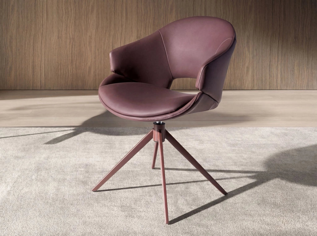 Sedia girevole in similpelle marrone ramato