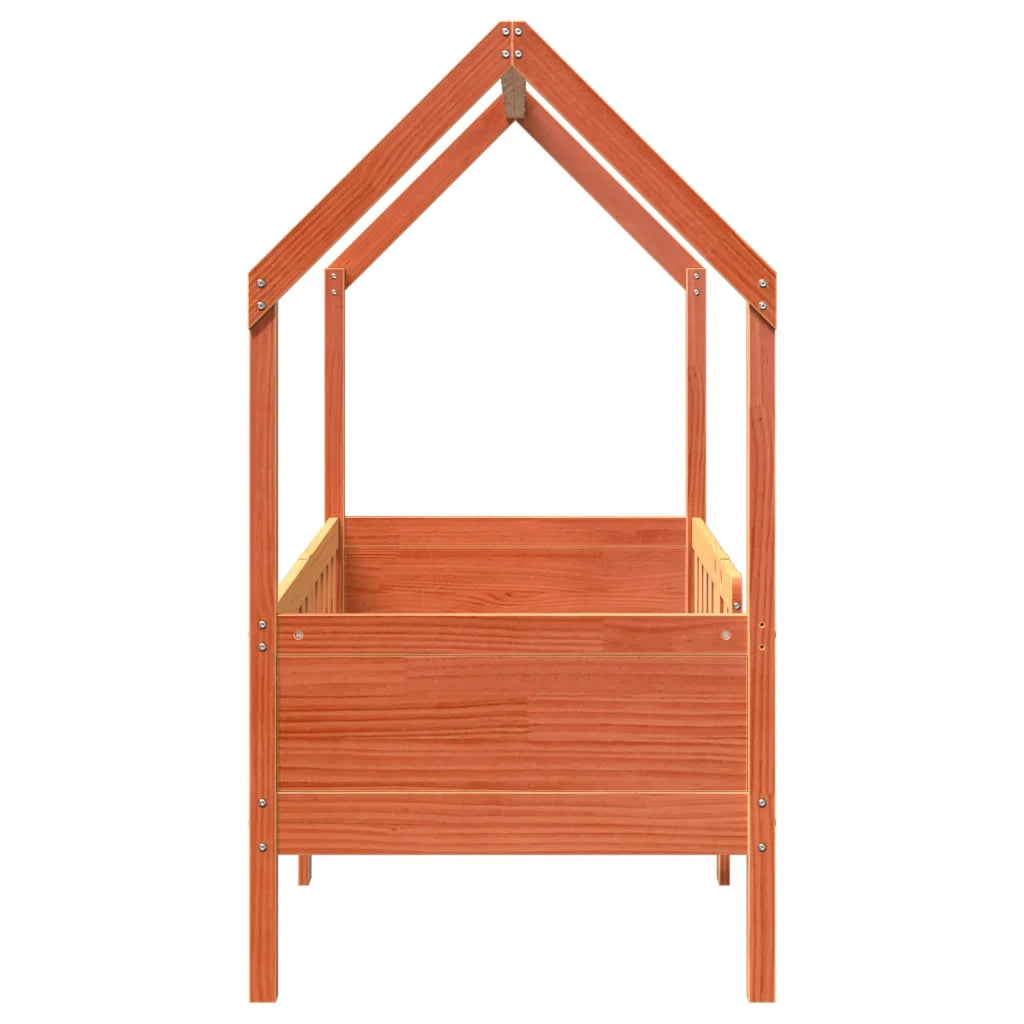 Giroletto Casetta Bambini Marrone Cera 80x160 cm Massello Pino