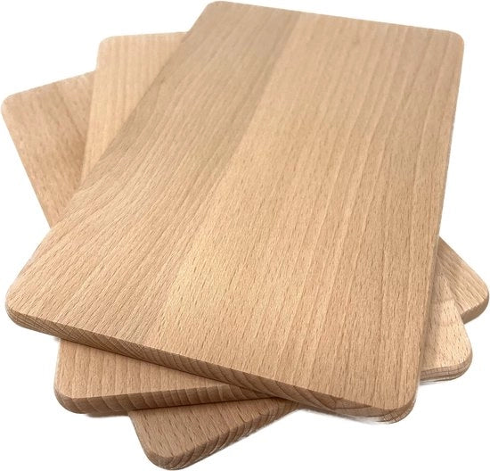 Plank di legno grezzo, tavolo da colazione in beugo naturale, 22 x 14 x 1 cm (lot da 3)