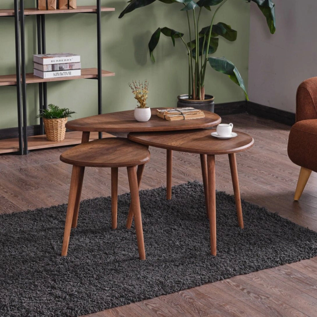 Set di tavolini in legno "Alvin" 80 x 52 x 50 cm - Noce