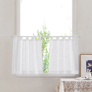Vetrata con tessuto di lino - Semi-trasparente - Set da 2 - 60 x 120 cm - Tende bianche - 100% poliestere