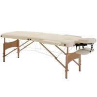 Homcom - Lettino da Massaggio Portabile Massagio Fisioterapia Pieghevole con 2 Zone 182 x 60cm Beige