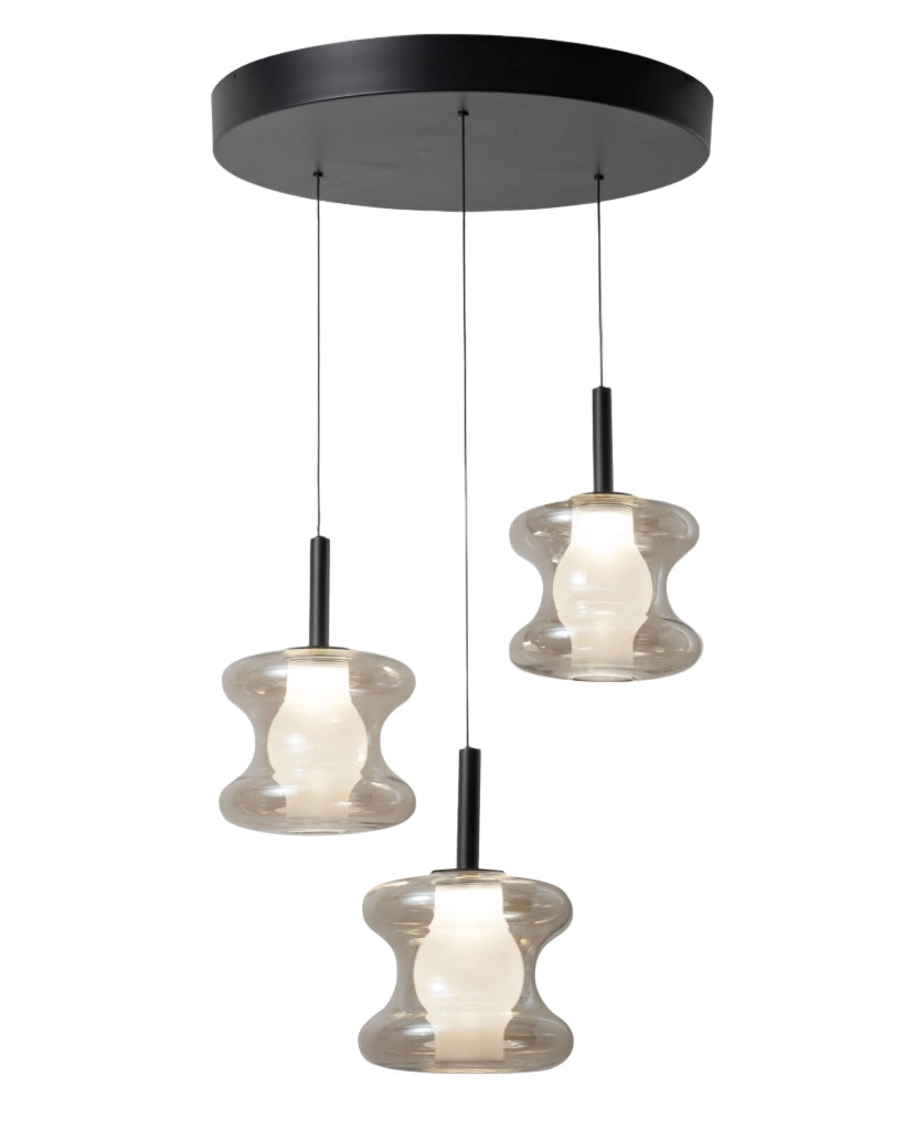 Lampada a Sospensione Frua Ø450mm, LED Integrato 21W 2550lm, CCT Switch 2700K-3000K-4000K, Metallo e Vetro Borosilicato, IP20 - Frua