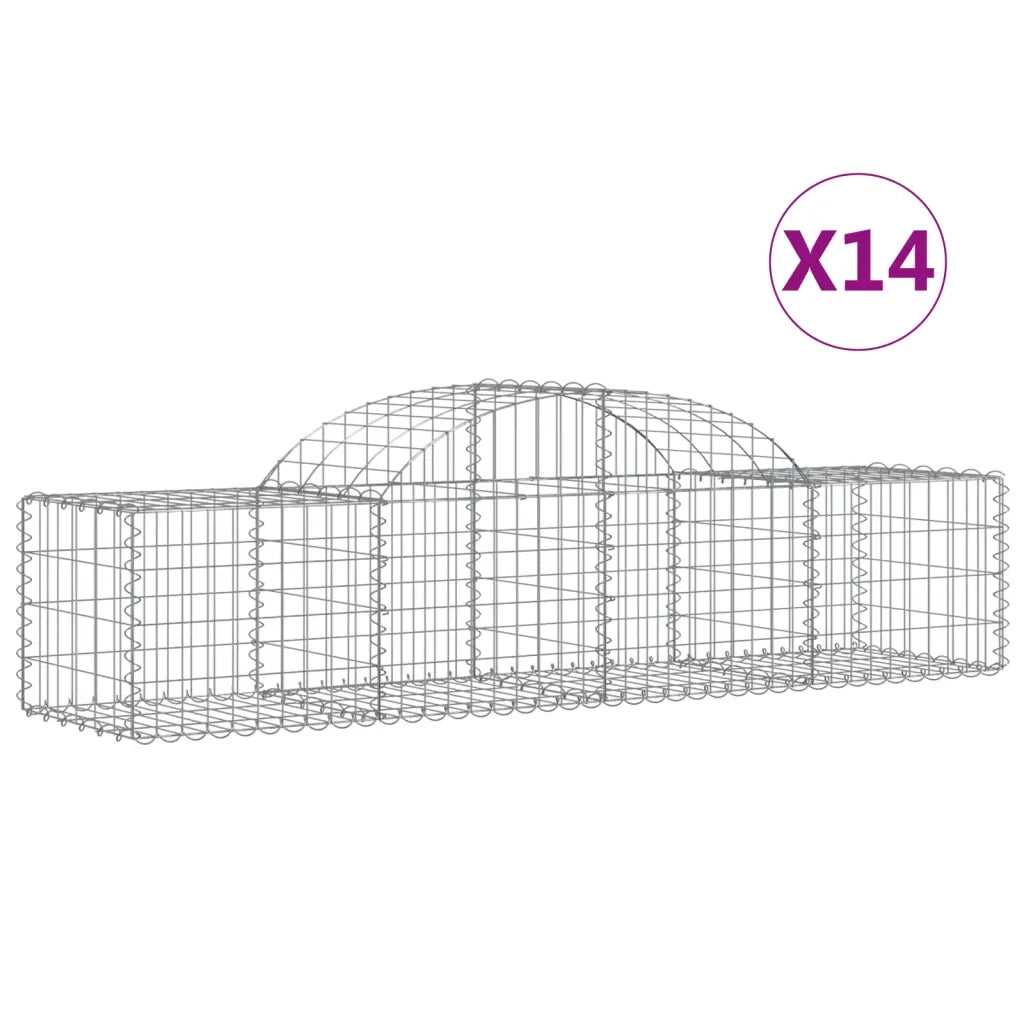 Cesti Gabbioni ad Arco 14 pz 200x50x40/60 cm Ferro Zincatocod mxl 123988