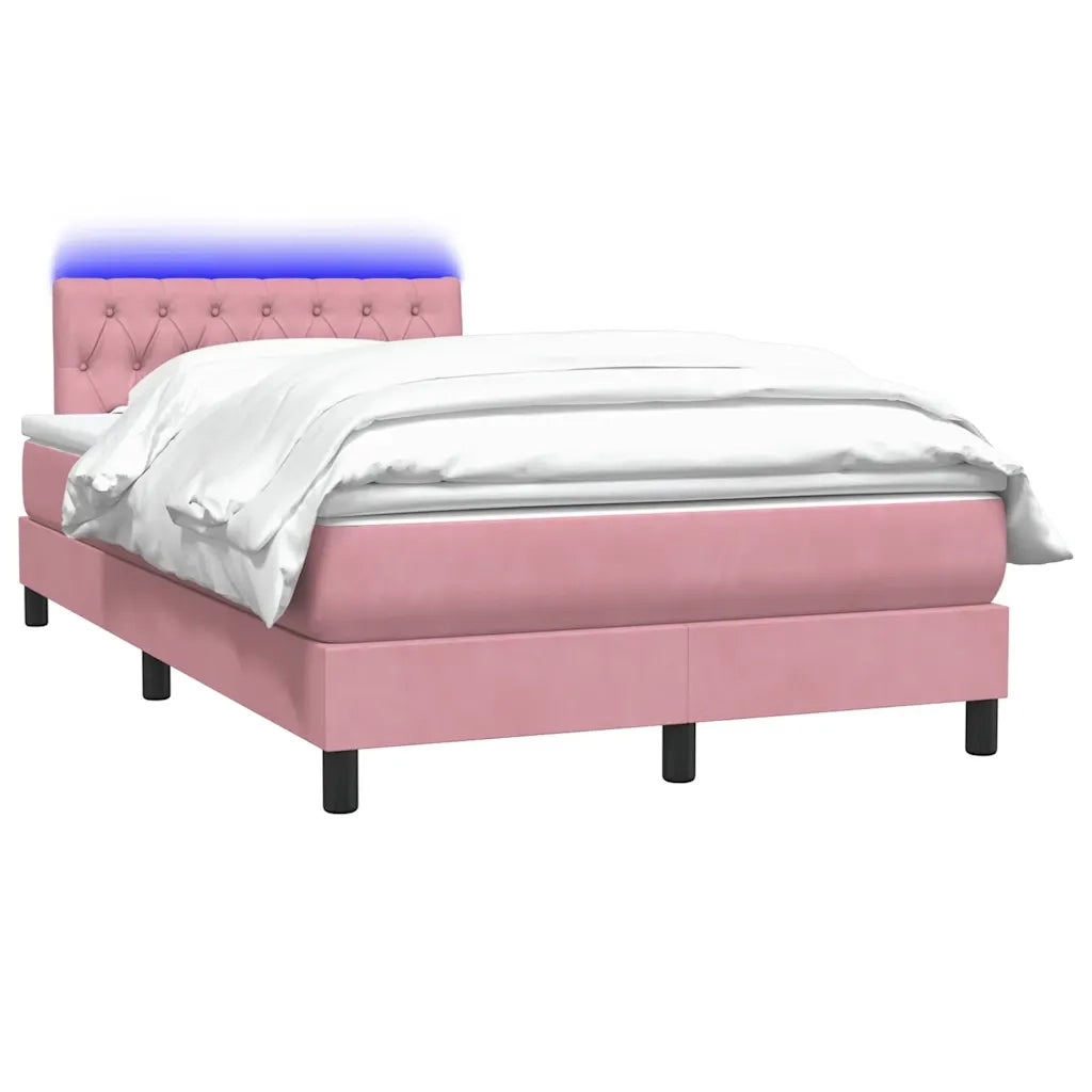 Letto a Molle con Materasso e LED Rosa 120x220 cm in Velluto 3317216