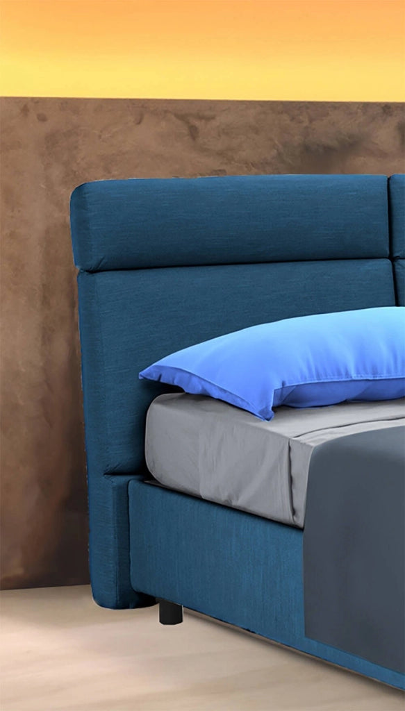 Letto Matrimoniale Asica, Letto Matrimoniale Materasso Incluso Made in Italy, blu