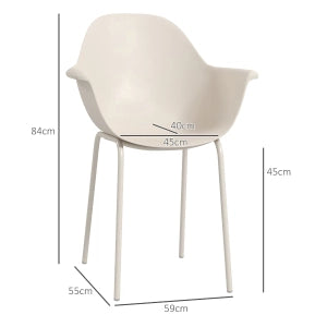 Chaise da giardino set da 4 in acciaio con schienale alto e montaggio semplice per esterno grigio 59 × 55 × 84 cm